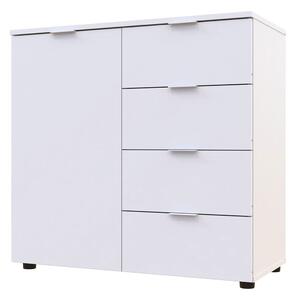 Komoda s dvířky a 4 zásuvkami Ron 1 80 cm Bílá