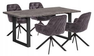 Šedý jídelní stůl masiv akát Grey 140x90 černé nohy