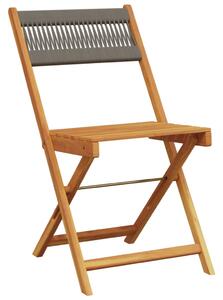 3dílný bistro set šedý polypropylen a masivní dřevo