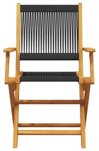 3dílný bistro set černý polypropylen a masivní dřevo