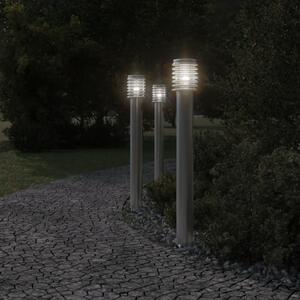 Venkovní stojací lampa se zásuvkou stříbrná 110cm nerezová ocel