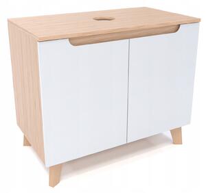 Skříňka pod umyvadlo bílá dvoudveřová 60 x 45 x 70 cm dub slunečný, bílá