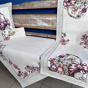 Tegatex Gobelínový ubrus chenille - zajíc v proutěném košíku Velikost: 40*100 cm