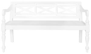 Lavice Batavia z masivního mahagonu - bílá | 136x50x82 cm