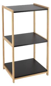 Polička do koupelny Black Bamboo 3, černá/s dřevěnými prvky