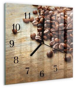 Skleněné hodiny na stěnu Kávová zrna zskc-30x30-00182579