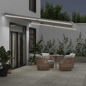 Ručně zatahovací markýza s LED antracitová a bílá 500 x 350 cm