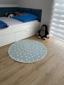 Vopi | Dětský koberec Puntík mintový - Kulatý průměr 110 cm - SLEVA
