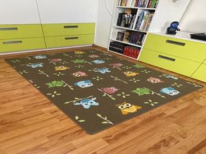 Dětský koberec Sovička 5251 hnědá 200x200 cm