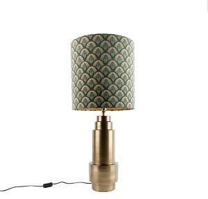 Stolní lampa bronzová sametový stín s motivem pávů 40 cm - Bruut