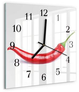 Skleněné hodiny na stěnu Chilli paprička zskc-30x30-00183822