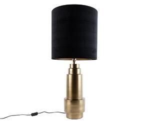 Stolní lampa bronzová ssametovým stínítkem černým se zlatem 40 cm - Bruut