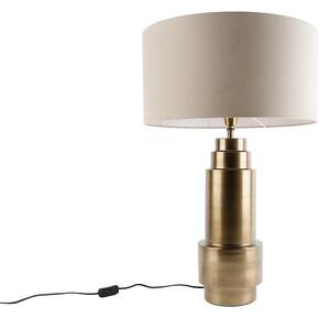 Stolní lampa bronzová splátěným stínítkem světle hnědým 50 cm - Bruut