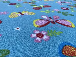 Vopi | Dětský koberec Motýlek 5271 modrý - 1 m2 Motýlek 5271 modrý S OBŠITÍM
