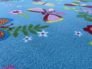 Vopi | Dětský koberec Motýlek 5271 modrý - 1 m2 Motýlek 5271 modrý S OBŠITÍM