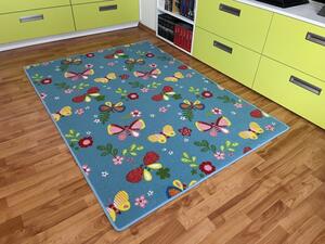 Vopi | Dětský koberec Motýlek 5271 modrý - 200 x 200 cm