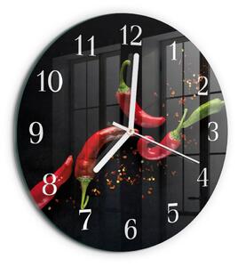 Skleněné hodiny na stěnu Chilli papričky zsob-fi30-00089986