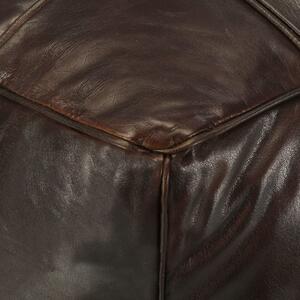 Sedací puf - pravá kozí kůže - tmavě hnědý | 60x60x30 cm