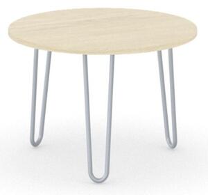 Kulatý konferenční stůl SPIDER, průměr 600 mm, šedo-stříbrná podnož, deska dub přírodní
