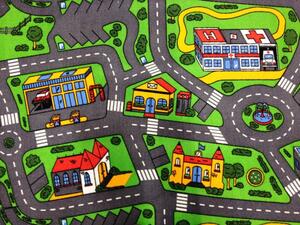Vopi | Dětský koberec City life - 80x120 cm, zelenošedý