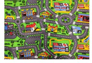 Vopi | Dětský koberec City life - 133x133 cm, zelenošedý