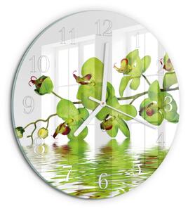 Skleněné hodiny na stěnu Orchidej zsob-fi30-00079049