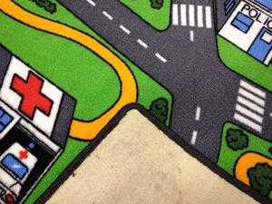 Vopi | Dětský koberec City life - 200x200 cm, zelenošedý