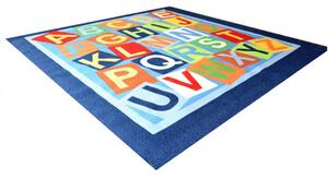 Vopi | Dětský koberec Abeceda - Abeceda 200x200 cm, modrý