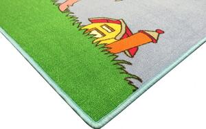 Vopi | Dětský koberec Prasátko s kamarády - Dětský koberec Prasátko s kamarády, zelený/modrý/růžový