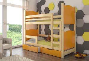 Dětská patrová postel BALADA, 180x75, sosna/oranžová