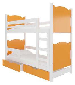 Dětská patrová postel MARABA, 180x75, bílá/oranžová