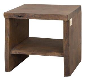 WOODLAND Noční stolek bez šuplíku 45x45 cm, tmavě hnědá, akácie