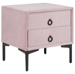 Noční stolek sametový růžový SEZANNE