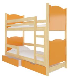 Dětská patrová postel MARABA, 180x75, sosna/oranžová