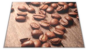 Skleněné prkénko zrna kávy na dřevě - 30x20cm