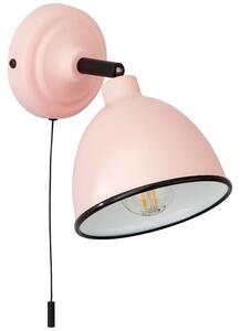 Brilliant 97002/17 TELIO - Nástěnná lampička v pastelově růžové barvě, tahový vypínač, 1 x E14 (Nástěnná lampička s tahovým vypínačem)