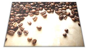 Skleněné prkénko zrna kávy, vintage podklad - 30x20cm