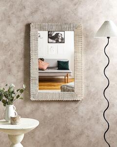 Dřevěné nástěnné zrcadlo 63 x 94 cm bílé BAUGY