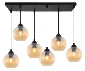 Light Home Závěsné svítidlo Riffle Round, 6x medové skleněné stínítko