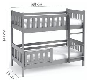 Patrová dětská postel LILA | 80x160 cm 2x | s rošty | šedá | UNI PROVEDENÍ