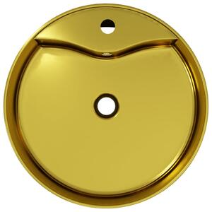 Umyvadlo s přepadem - keramika - zlaté | 46,5x15,5 cm