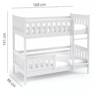 Patrová dětská postel LILA | 80x160 cm 2x | s rošty | bílá | UNI PROVEDENÍ