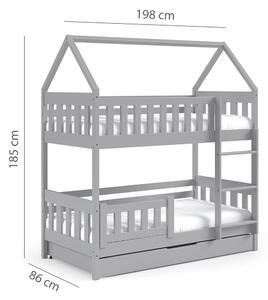 Patrová dětská postel ZUZIA | 80x190 cm 2x | s rošty | šedá | UNI PROVEDENÍ