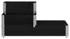 3patrový vyvýšený záhon černý 120 x 80 cm masivní borové dřevo
