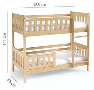 Patrová dětská postel LILA | 80x160 cm 2x | s rošty | přírodní | UNI PROVEDENÍ