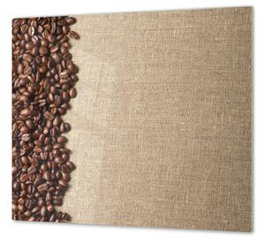 Ochranná deska režná tkanina a zrna kávy - 40x40cm / Bez lepení na zeď