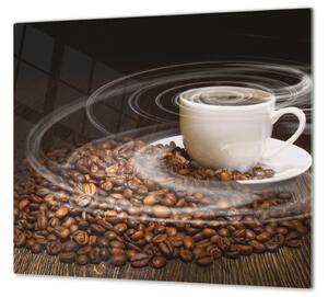 Ochranná deska káva a bílý šálek - 52x60cm / S lepením na zeď