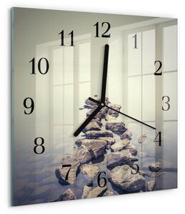 Skleněné hodiny na stěnu Břeh řeky zskc-30x30-00182837
