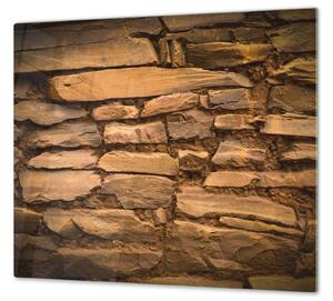 Ochranná deska hnědá zeď ze štípaného kamene - 52x60cm / S lepením na zeď