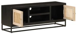 TV skříňka černá 110 x 30 x 40 cm masivní mangovník a železo